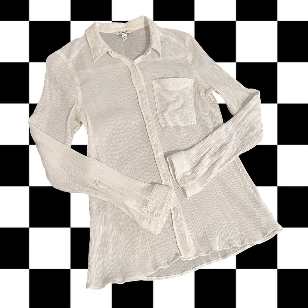 Express Crisp White Textured Shirt